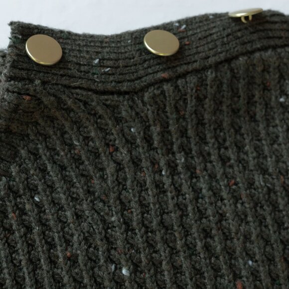 Talbots Mock Neck Sweater Olive Green Cable Knit Retro Mod'60s Neutral Pullover - Picture 13 of 13